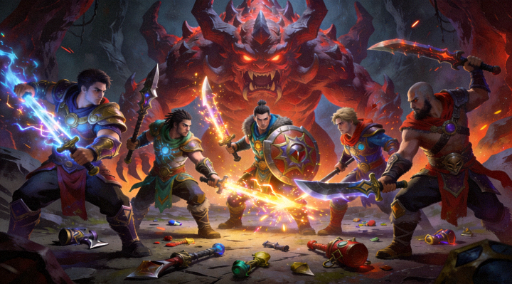 DOTA2 职业战队五人在肉山巢穴附近集结的团战画面